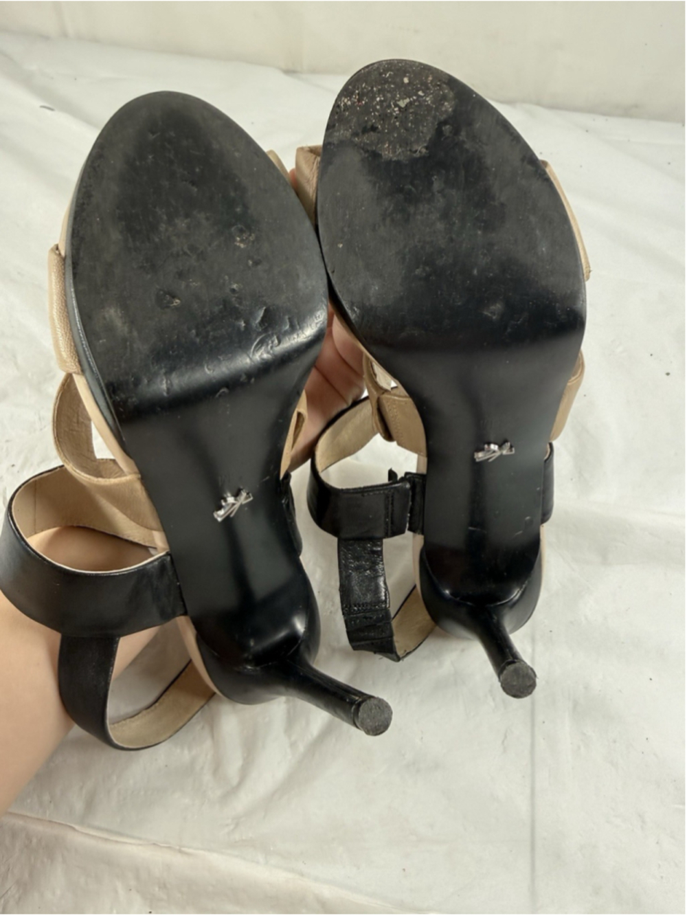 Kenneth Cole Leather Strappy Heels Nikki Clay and Black Size 6 Med. - Picture 8 of 14